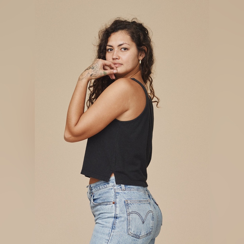 Jungmaven cropped hemp tank - Dark Purple/Indigo